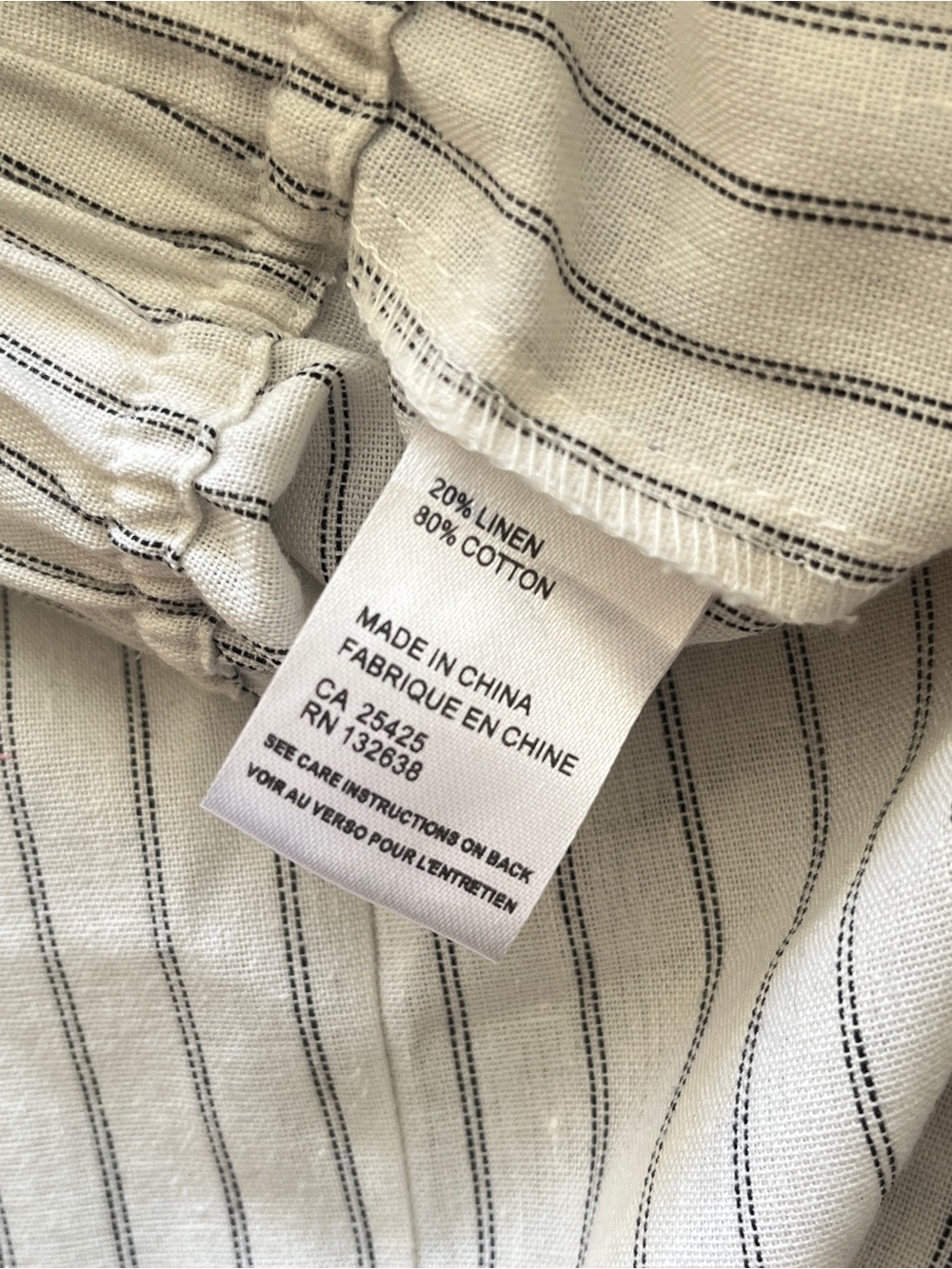 Women's Fresh FX Linen Cotton Wide Leg Pants, Size XL, White Striped Drawstring - Picture 6 of 7